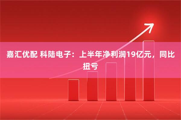 嘉汇优配 科陆电子：上半年净利润19亿元，同比扭亏